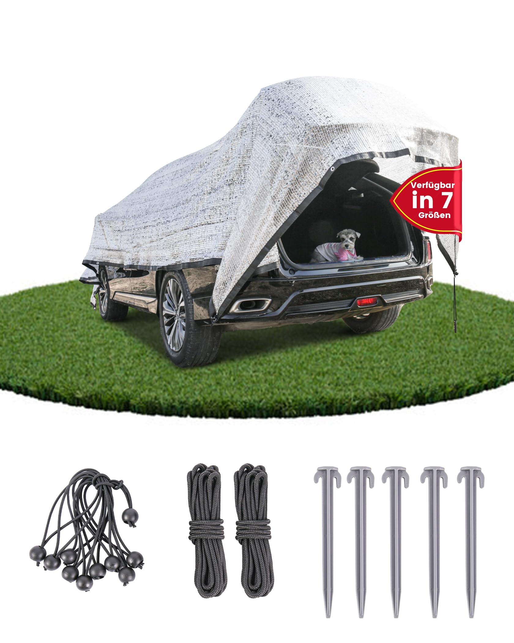 Ezcasch Schattennetz Auto für Hunde 4x6m, 85% Aluminium Schattierungsnetz als UV-und Sonnenschutz, Geeignet für Outdoor, inkl. Elastische Kordel, 5m Nylonseil, Nägel Ezcasch Schattennetz Auto für Hunde 4x6m, 85% Aluminium Schattierungsnetz als UV-und Sonnenschutz, Geeignet für Outdoor, inkl. Elastische Kordel, 5m Nylonseil, Nägel von Ezcasch