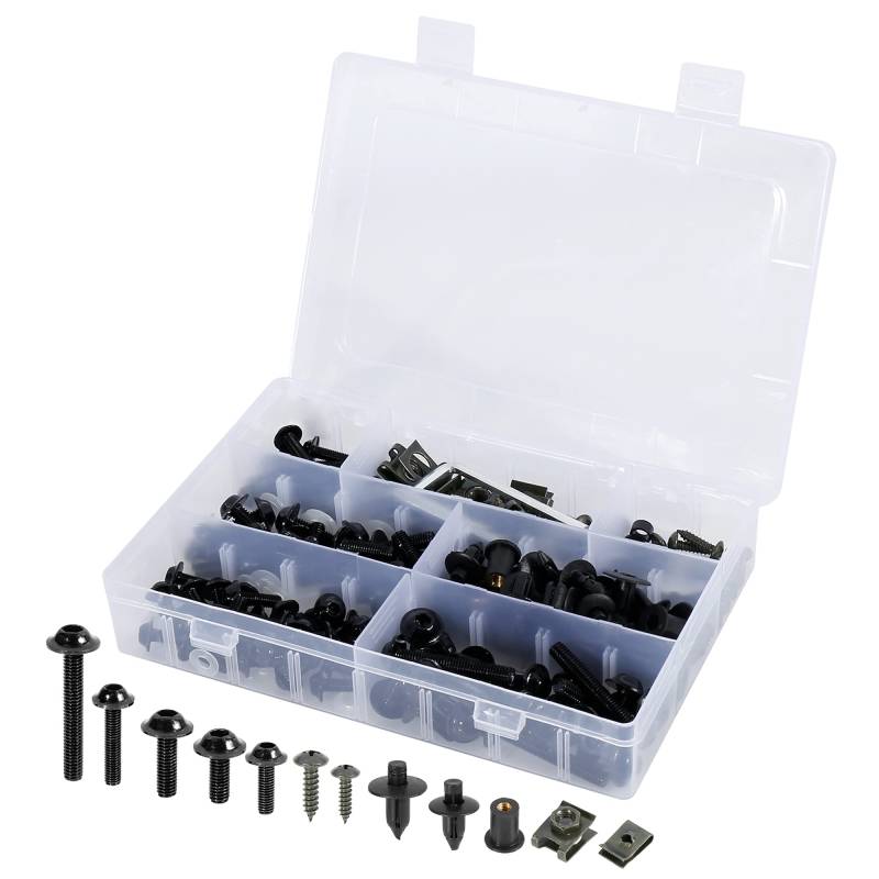 F FIERCE CYCLE 223pcs Windschutzscheibe Motorrad Verkleidungsschrauben Bolzen Karosserie schwarz von F FIERCE CYCLE