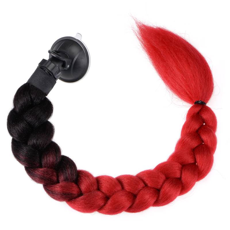 F FIERCE CYCLE Helmdekor Pigtail Braid Saugnapf für Motorrad Rot Schwarz von F FIERCE CYCLE