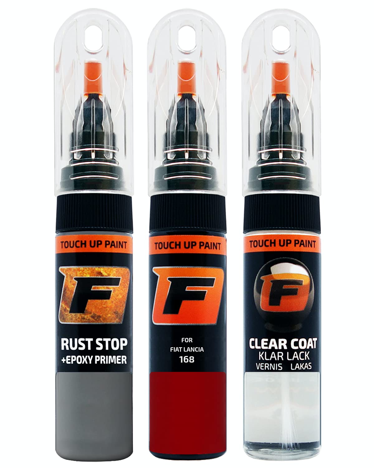 FIRANTO Lackstift Autolack Reparaturset für FIAT Lancia 168 Rosso Speed/Corsa - 3-in-1 Autolack Kratzer Reparaturstift 15ml Grundierung, Klarlack von F FIRANTO