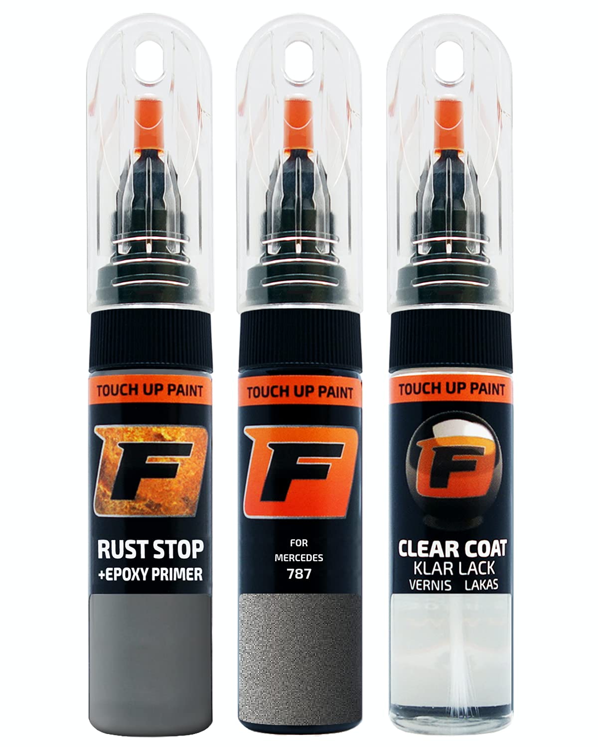 FIRANTO Lackstift Autolack Reparaturset für Mercedes 787 Mountaingrau - 3-in-1 Autolack Kratzer Reparaturstift 15ml Grundierung, Klarlack von F FIRANTO