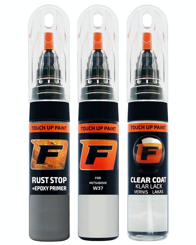 FIRANTO Lackstift Autolack Reparaturset für Mitsubishi W37 Frost White - 3-in-1 Autolack Kratzer Reparaturstift 15ml Grundierung, Klarlack von F FIRANTO