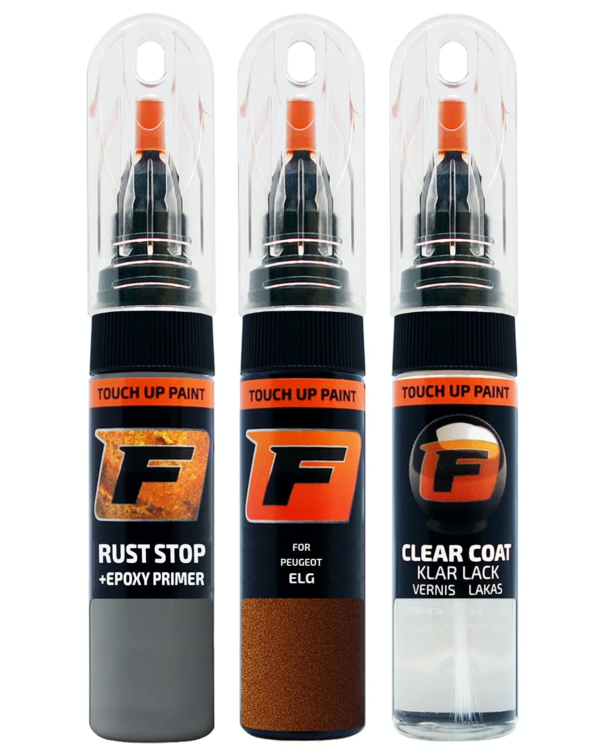 FIRANTO Lackstift Autolack Reparaturset für Peugeot ELG Cuprite/metallic Copper - 3-in-1 Autolack Kratzer Reparaturstift 15ml Grundierung, Klarlack von F FIRANTO