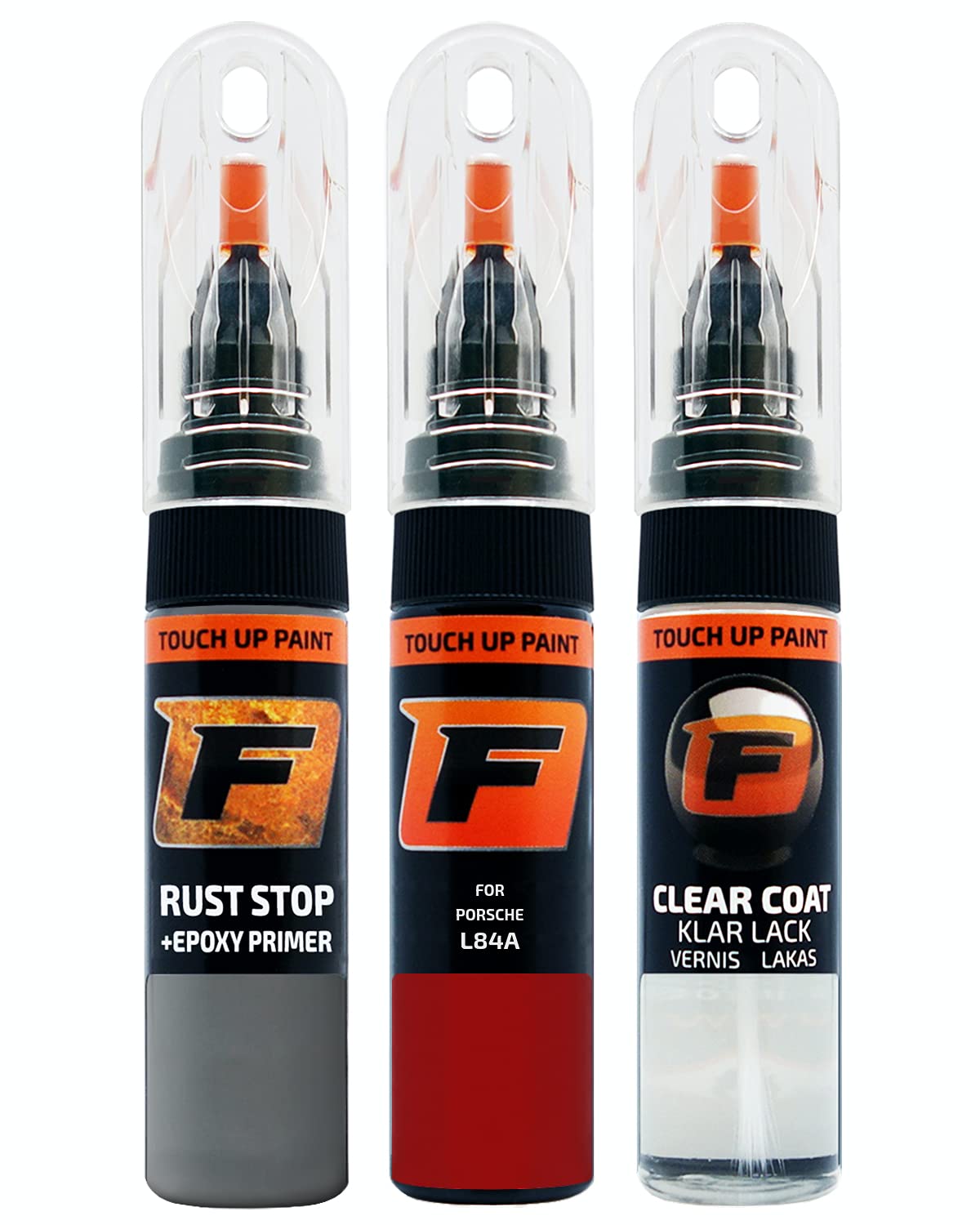 FIRANTO Lackstift Autolack Reparaturset für Porsche L84A Indischrot - 3-in-1 Autolack Kratzer Reparaturstift 15ml Grundierung, Klarlack von F FIRANTO