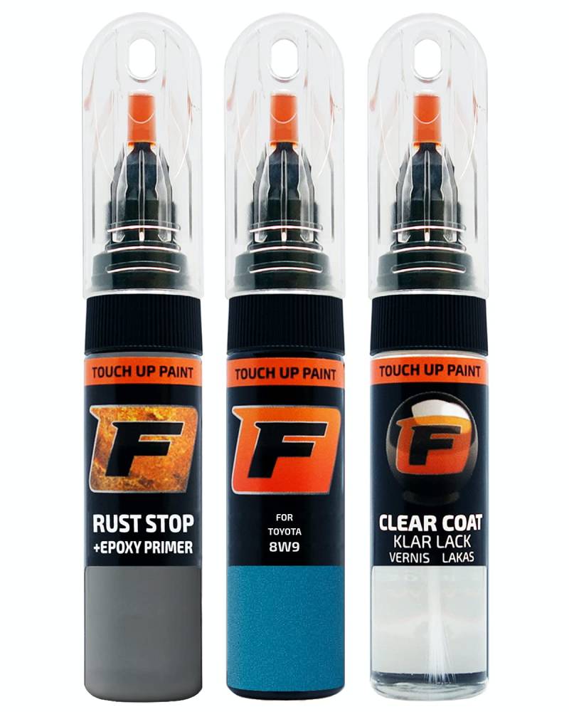 FIRANTO Lackstift Autolack Reparaturset für Toyota 8W9 Cyan Splash - 3-in-1 Autolack Kratzer Reparaturstift 15ml Grundierung, Klarlack von F FIRANTO