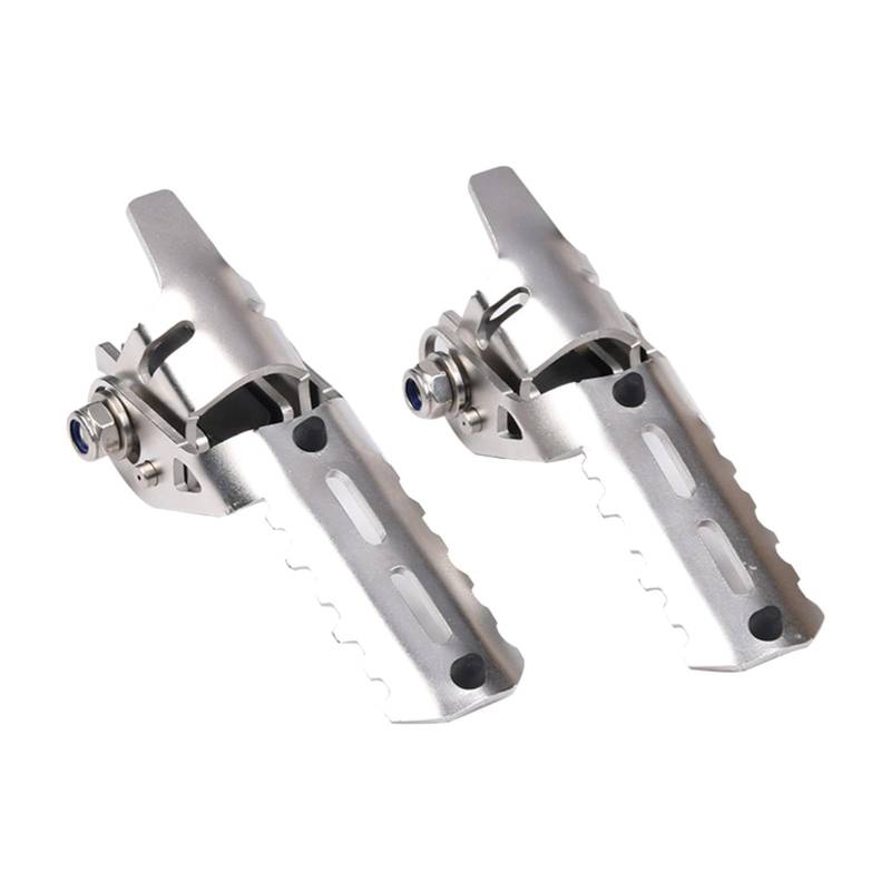 F Fityle 2pcs Motorcycle Motor Guard Highway Footraps Falten -Fußstützen Klemmen Edelstahl leicht zu verwendungsdichtem Zubehör, Silber von F Fityle
