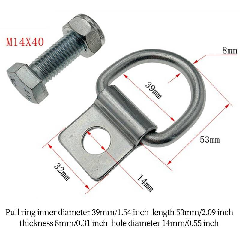 F Fityle Ladungssicherungsschlaufe Zurrhaken Tragbar Einfach zu Installierende LKW Befestigung D Schlaufen Zurranker für Pickups Lager, 14mm mit Schraube von F Fityle