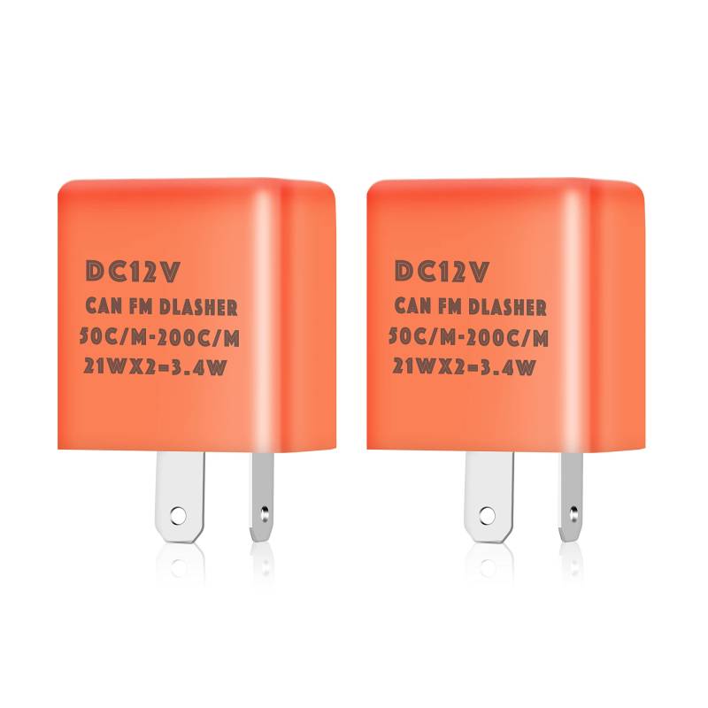 F Season 2 Stück 2-poliger Motorrad Einstellbarer 12V Blinkerrelais Motorradblinker für Fahrzeug Auto Motorräder Orange von F Season