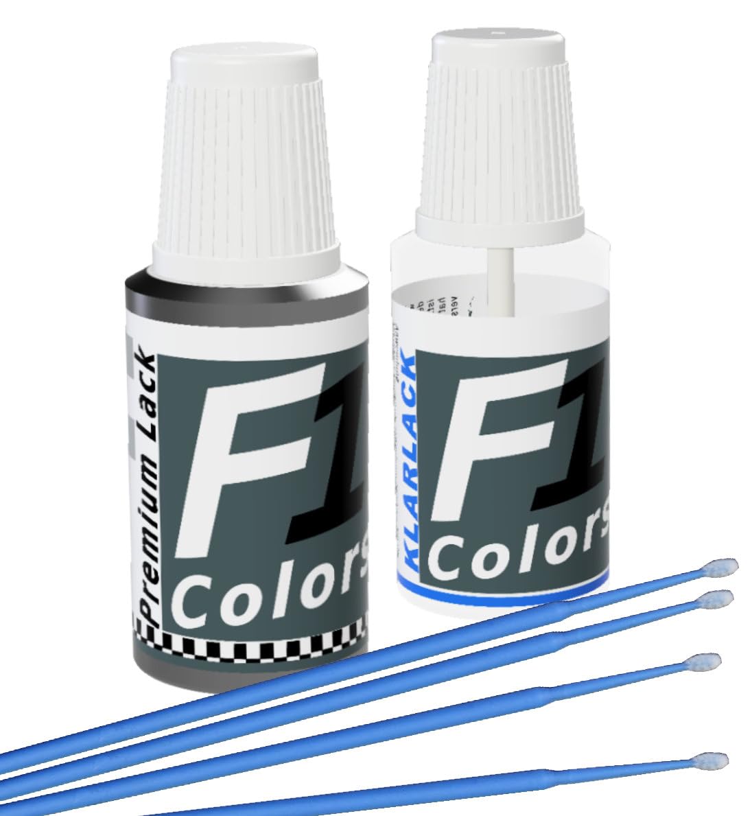 F1COLORS Lackstift Set für VW Audi LC9Z Black Magic 2x20ml inkl.6X Tupfer #27 von F1COLORS