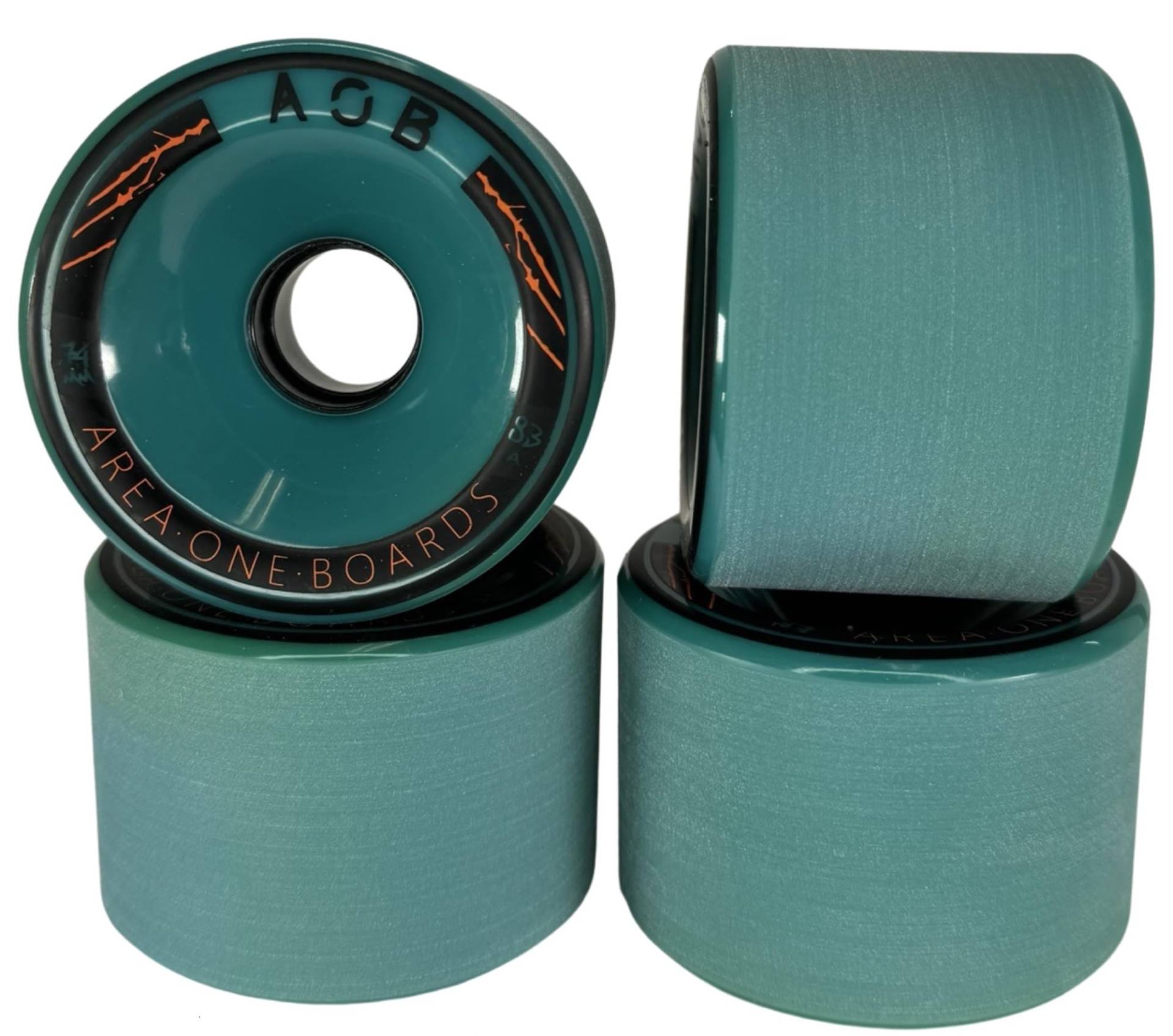 AOB Premium Longboard/Cruiser 2K Rollen Wheels (4 Stck.) Set Rundlauf kalibriert aufgeraut geschliffen (Blau 74x52mm 83A) von F26