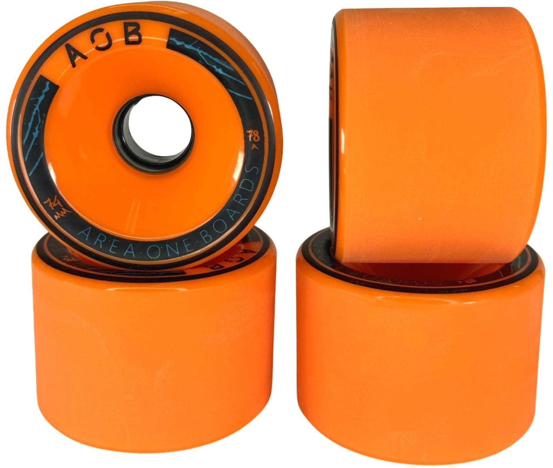 AOB Premium Longboard/Cruiser 2K Rollen Wheels (4 Stck.) Set Rundlauf kalibriert aufgeraut geschliffen (Orange 74x52mm 78A) von F26