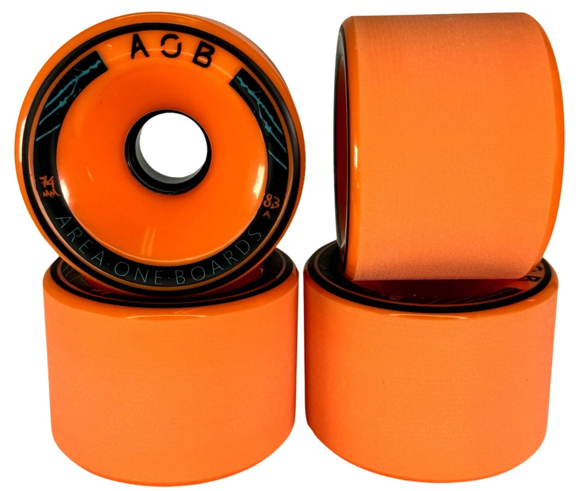 AOB Premium Longboard/Cruiser 2K Rollen Wheels (4 Stck.) Set Rundlauf kalibriert aufgeraut geschliffen (Orange 74x52mm 83A) von F26