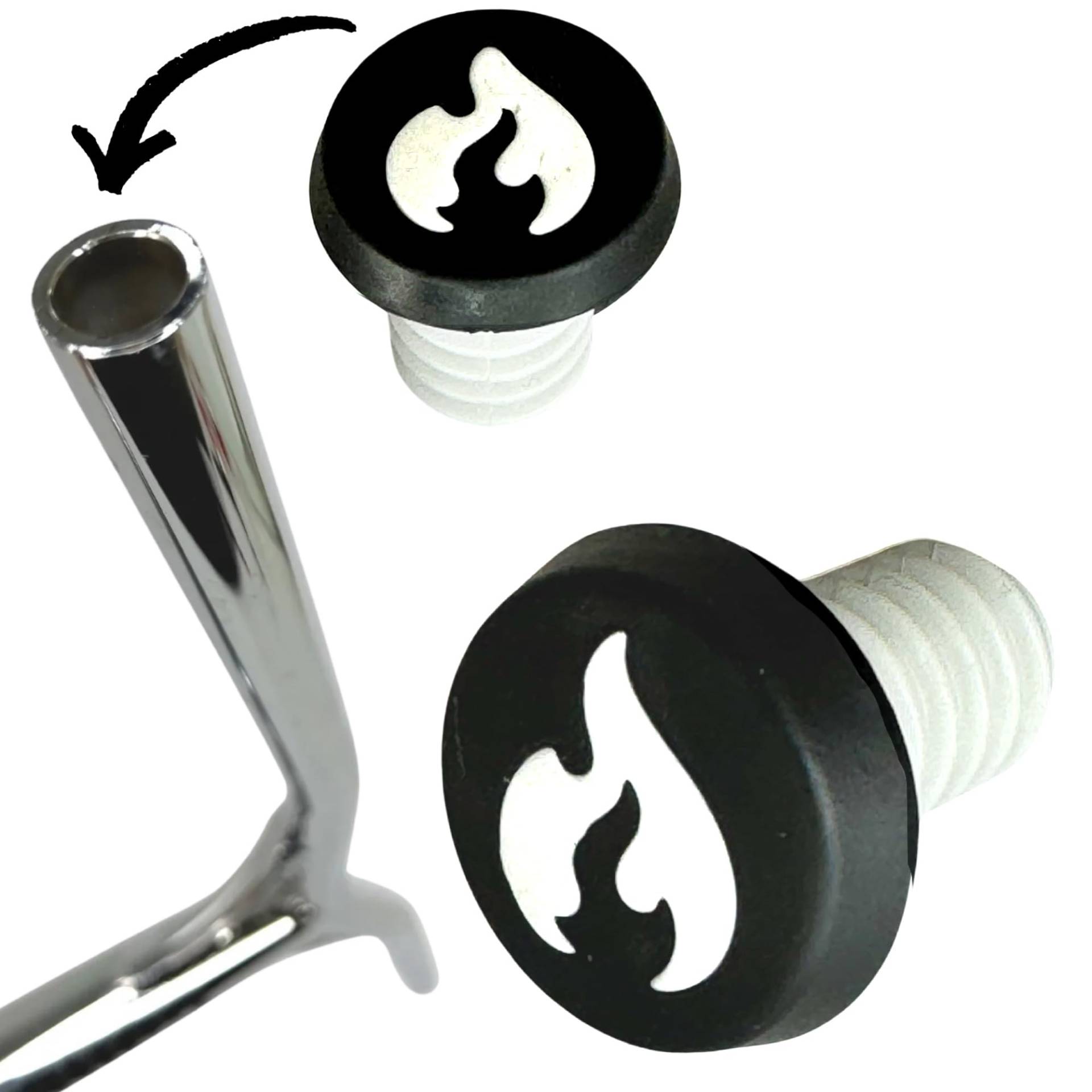 Chilli PRO Scooters Barends Plugs Stunt-Scooter Alu Bar Lenker Enden verschluss Stopfen (1 Paar) Schwarz/Flame Logo weiss von F26