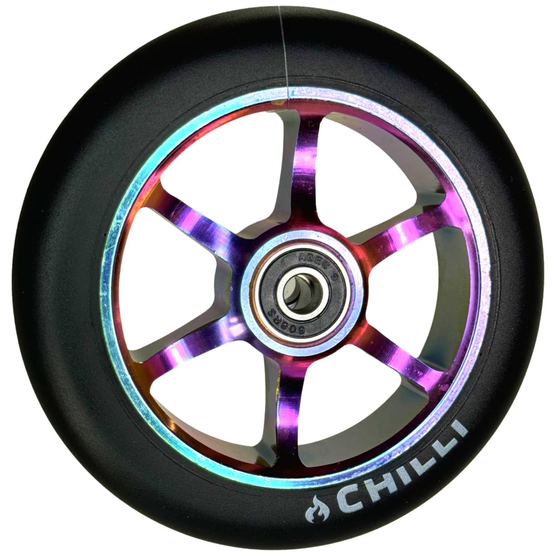 Chilli Pro Scooter 6 Spoked 120mm Stunt Scooter Rolle 120mm I Trick I Tret I Roller I Wheel Rainbow Neochrome von F26