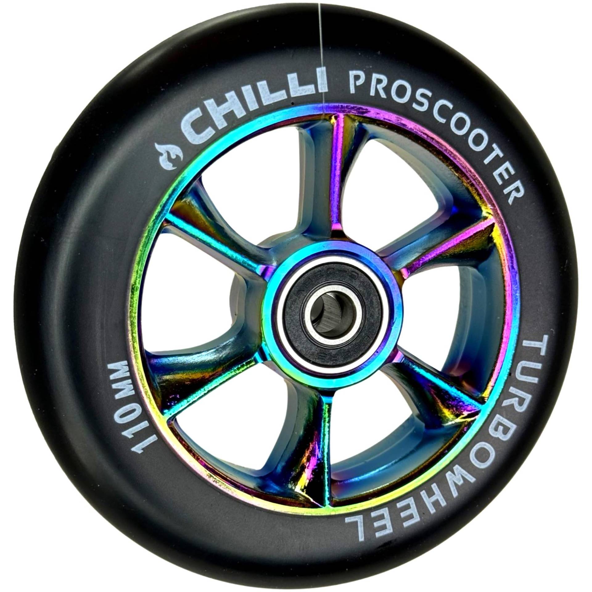Chilli Pro Scooter Turbo Stunt Scooter Rolle 110mm I Trick I Tret I Roller I Wheel Abec9 Rainbow Neochrome von F26