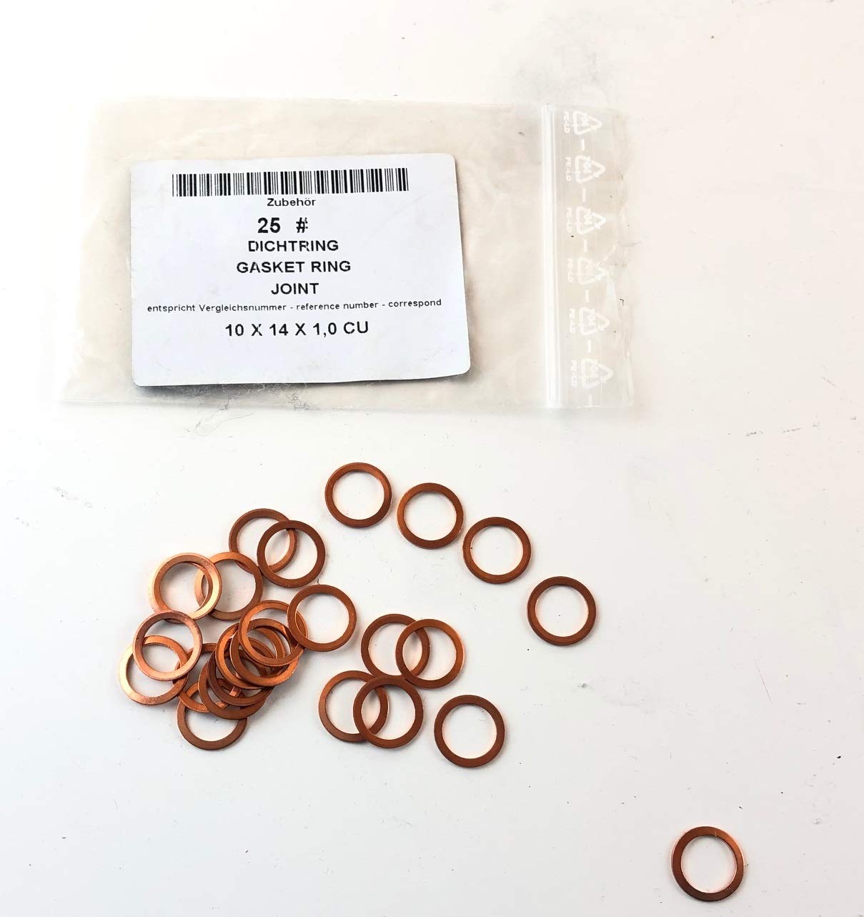 25 x Dichtring Dichtringe gasket ring joint 10 x 14 x 1,0 CU von FA1
