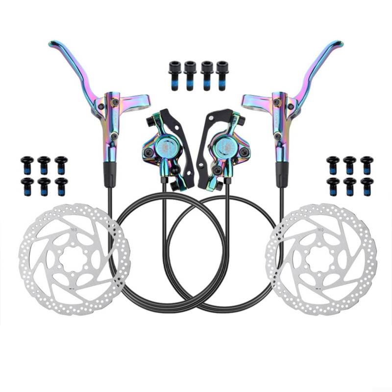 FACAIIO Hydraulisches Scheibenbremsen-Set aus Aluminiumlegierung mit PVC-Schlauch für Mountainbikes, Rennräder, Vorder- und Hinterradbremse, Set (bunt) von FACAIIO