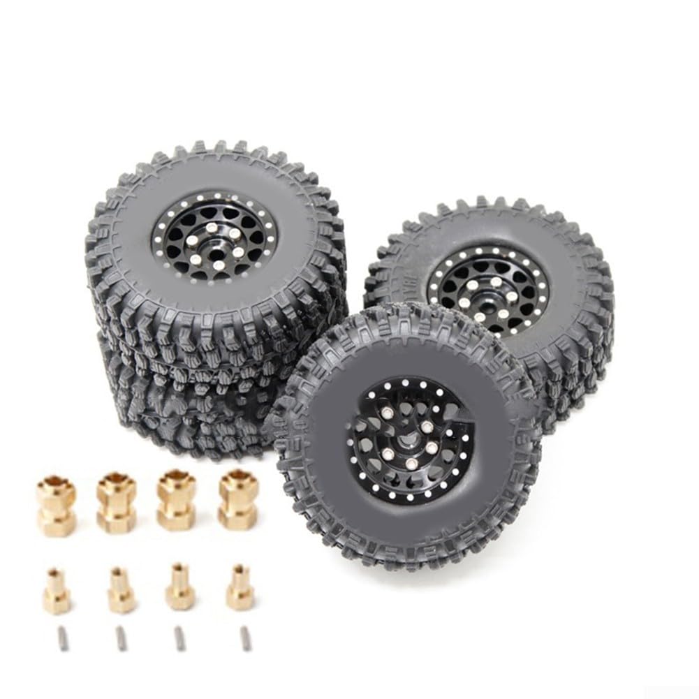 Robuste Radreifen, kompatibel mit TRX4M für Defender 118 RC Crawler Cars mit verlängertem Paar, Silber B, 4 Stück Robuste Radreifen, kompatibel mit TRX4M für Defender 118 RC Crawler Cars mit verlängertem Paar, Silber B, 4 Stück von FACAIIO