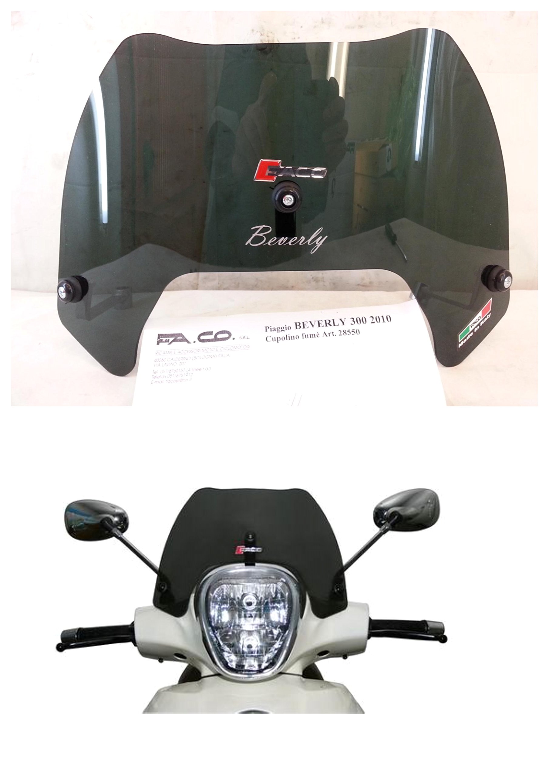 Windschild Rauchgrau niedrig Piaggio Beverly 300 2010-125i von FACO