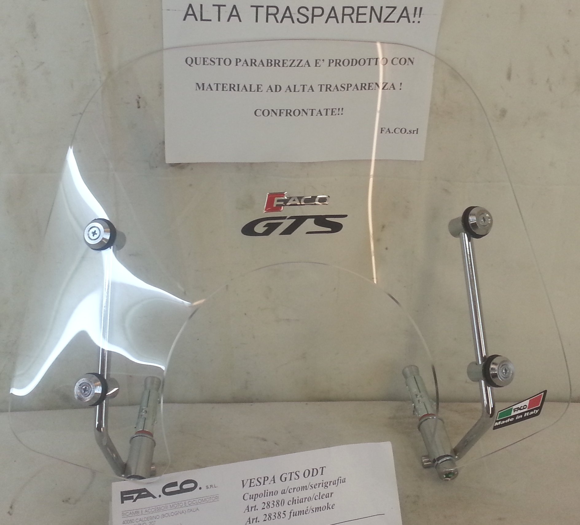 Transparente Windschutzscheibe für Vespa GTS 125ie-250ie- Transparente Windschutzscheibe für Vespa GTS 125ie-250ie- von IUSOT