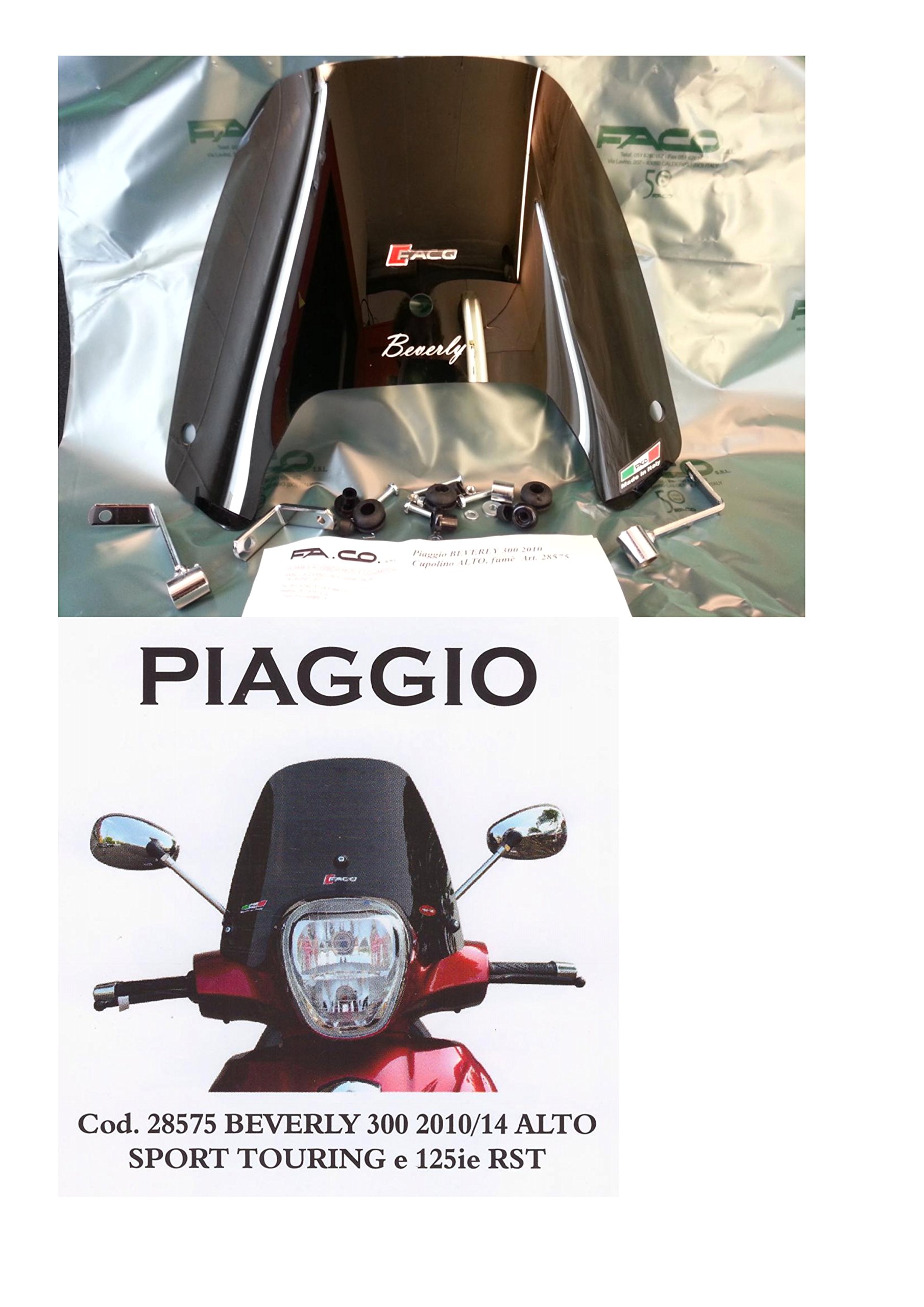 Windschild Rauchgrau Piaggio Beverly 300-125ie RST- Sport Touring 350 Artikelnummer 28575 von FACO