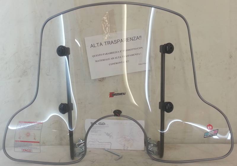 FACO Windschutzscheibe für Piaggio Vespa PK-XL-50/125cc, Front, Transparent, Glas, Motorrad von FACO
