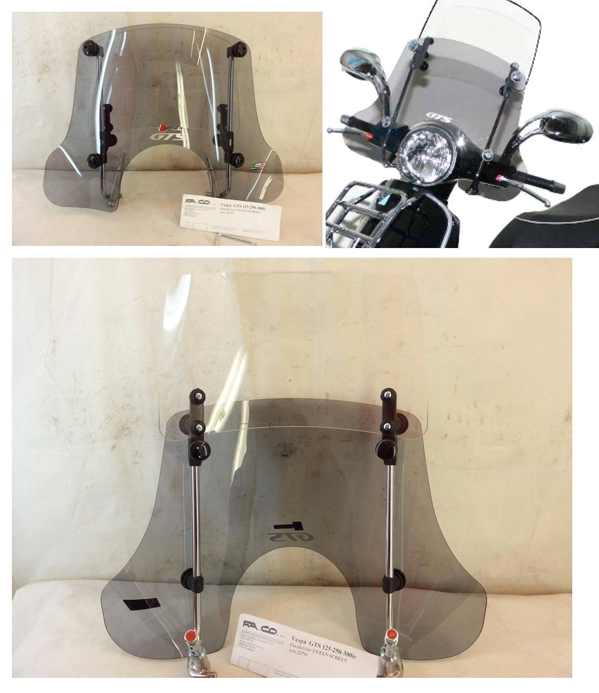 Windschutzscheibe für Vespa GTS 125 ie 250ie 300ie Twin Screen von FACO