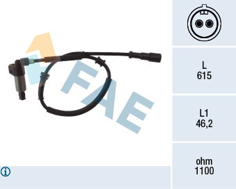 Sensor, Raddrehzahl Hinterachse links FAE 78024 von FAE