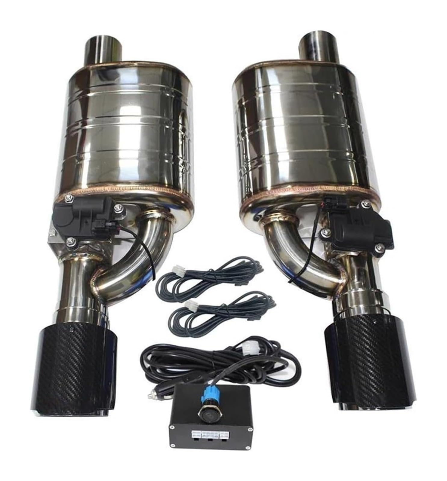Auspuffblende Auto Auspuff System Elektrische Ventil Control Rohr Kit Einstellbare Winkel Schalldämpfer Edelstahl Universal 1 Paar(63MM E) von FAHBSTR