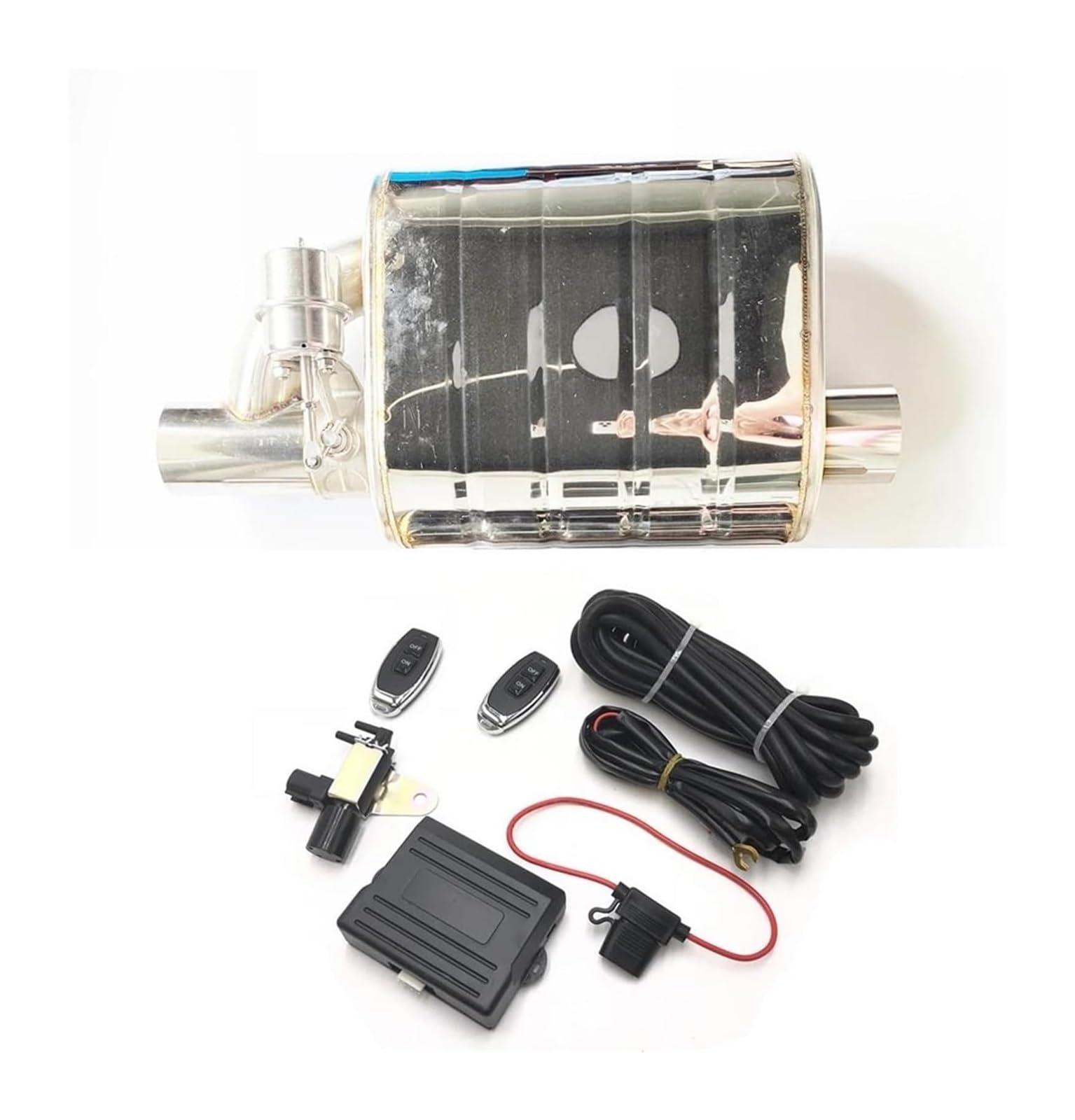 Auspuffblende Auto Auspuff System Vakuum Ventil Control Rohr Kit Variable Schalldämpfer Edelstahl Schalter Sound L + R(76 R Controller) von FAHBSTR