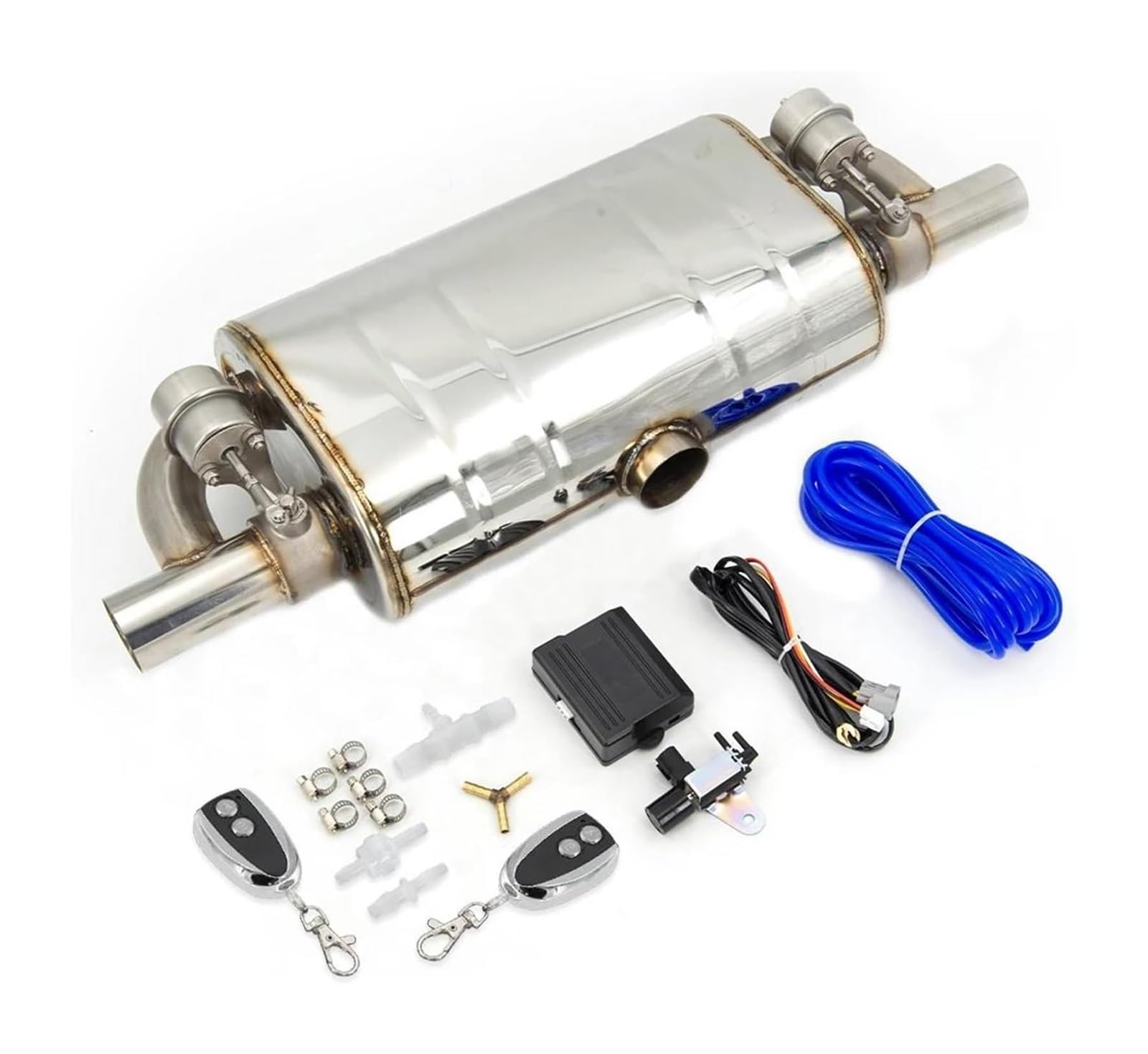 Auspuffblende Auto Auspuffrohr Elektrischer Schalldämpfer Mit Variablem Ventil Fernbedienungsknopf Edelstahl T-Form Eins Rein Zwei Raus(51MM with remote) von FAHBSTR