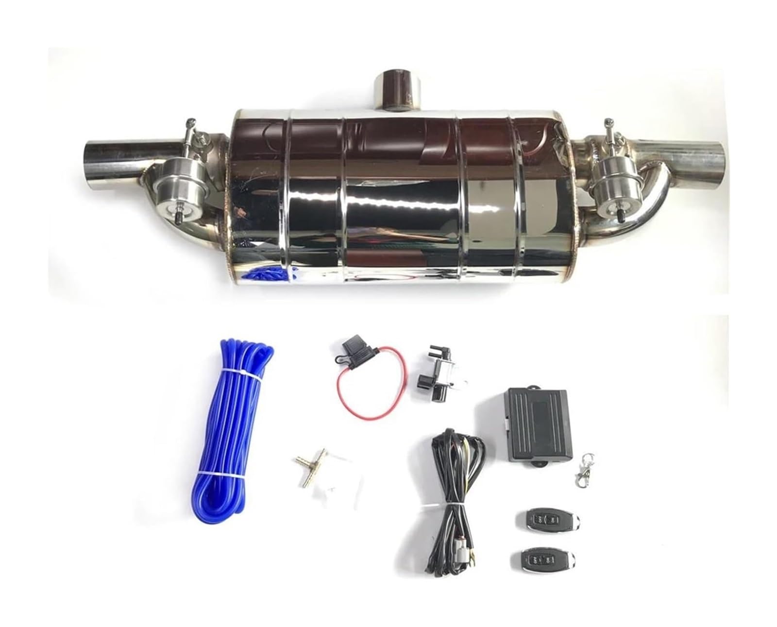 Auspuffblende Auto Auspuffrohr Mit Variablem Ventil Schalldämpfer Fernbedienung/Vakuumpumpe Universell T-Form Eins Rein Zwei Raus 51/63/76 Mm(76MM+Control) von FAHBSTR