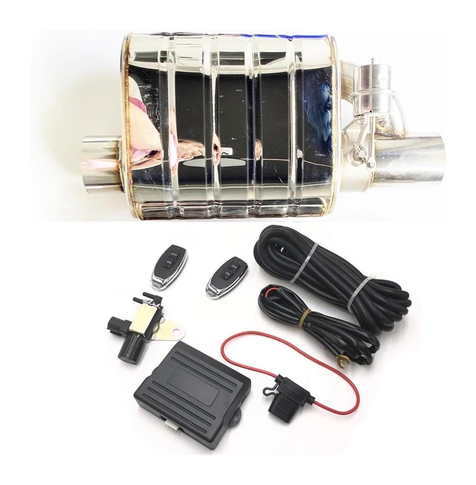 Auspuffblende Auto Auspuffrohr Vakuumpumpe Schalldämpfer Mit Variablem Ventil Fernbedienung Edelstahl Universal 51 60 63 Mm 70 Mm 76 Mm(51 Left Controller) von FAHBSTR