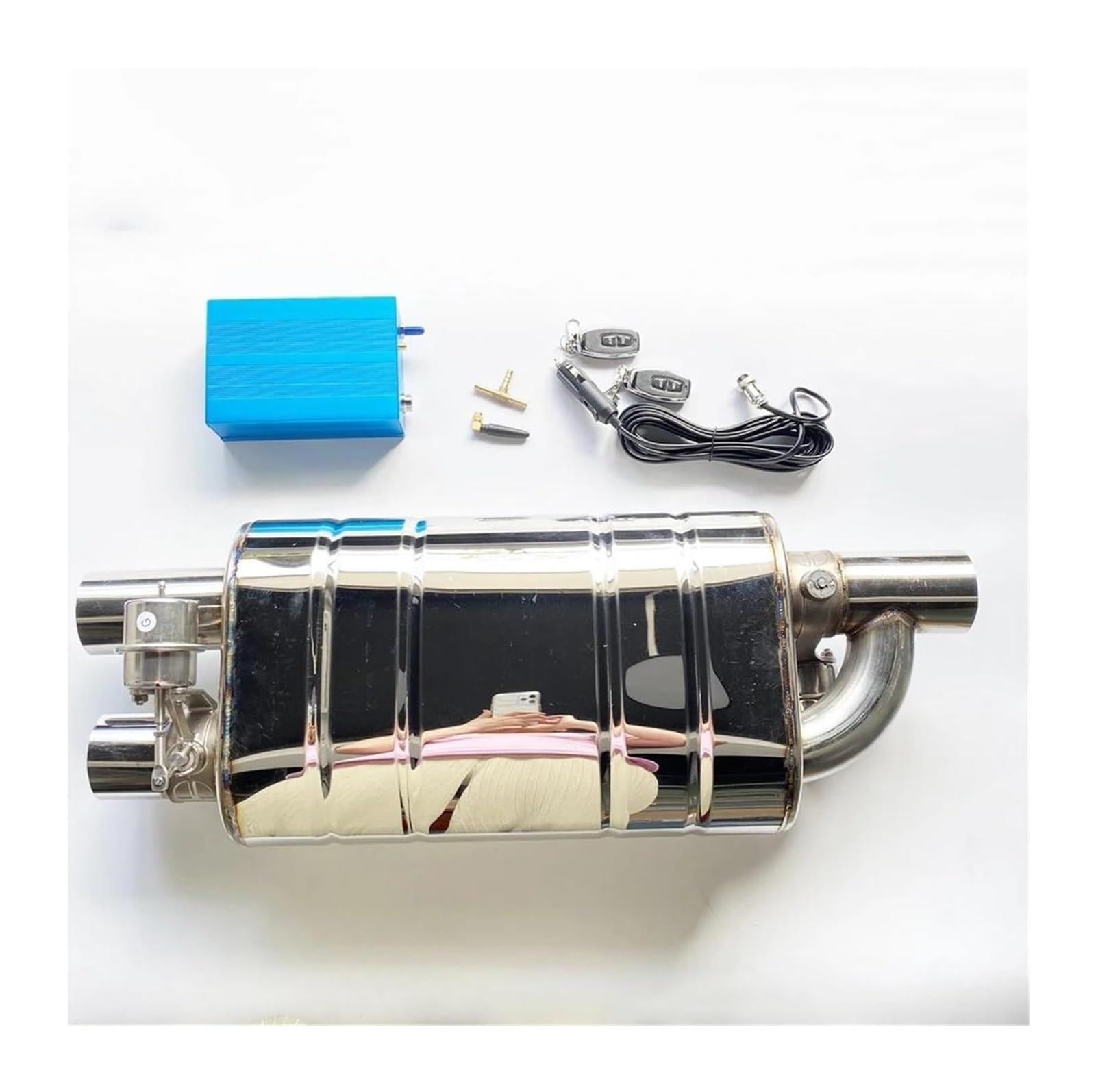 Auspuffblende Auto Auspuffrohr Vakuumpumpe Variable Dual Ventil Schalldämpfer Fernbedienung Edelstahl Universal 51MM 63MM 76MM(63MM+Vacuum Pump) von FAHBSTR