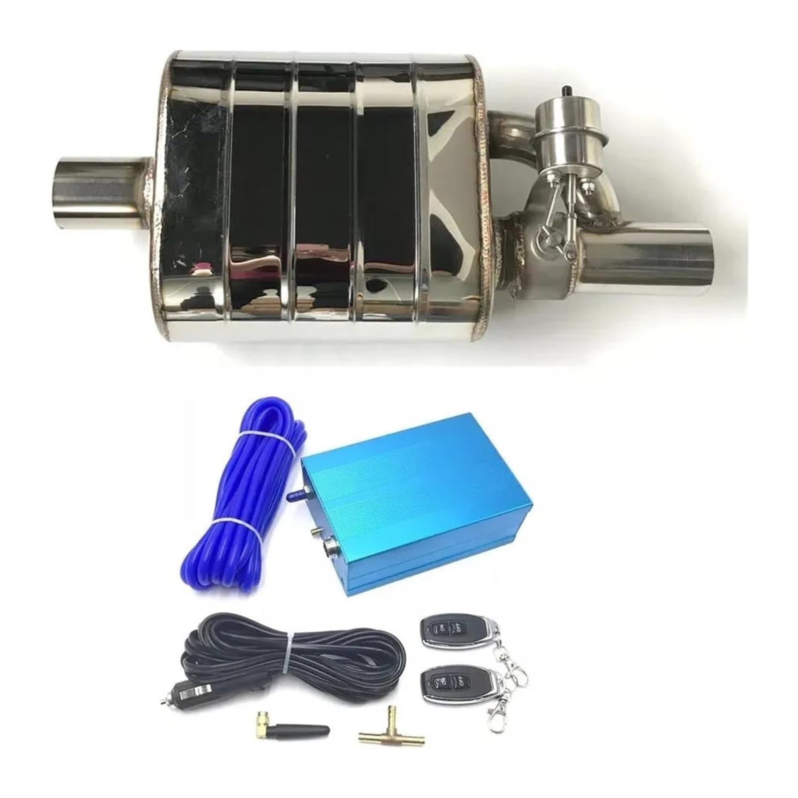 Auspuffblende Auto Auspuffrohr Vakuumpumpe Variable Ventilschalldämpfer Fernbedienung Edelstahl Universell 51/63/70/76 Mm Flache Form(76+Controller A) von FAHBSTR