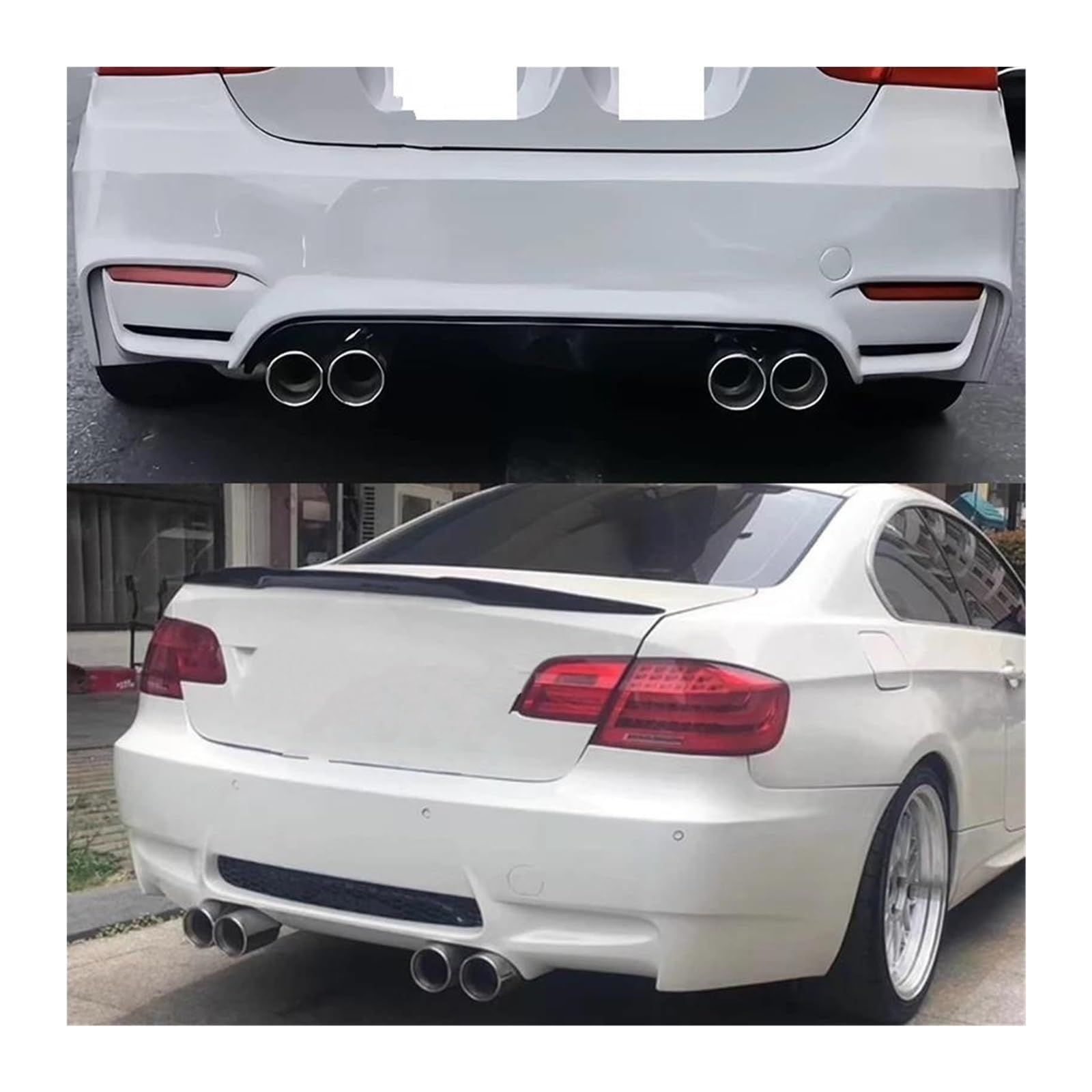 Auspuffblende Für B&MW E90 E92 E93 320i 318i Für M4 Edelstahl Auto Auspuff Stoßstange Schalldämpfer Endrohr System(Silber) von FAHBSTR