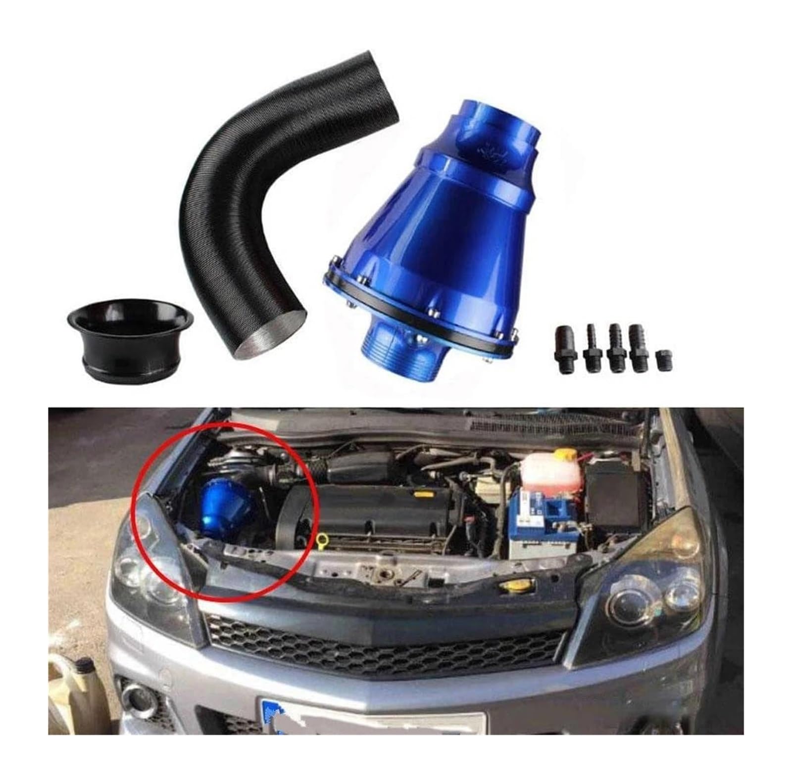 Auto Entlüftungsrohr Universeller 76 Mm Luftfilter Modifizierter Pilzkopf Ansaugbalg SUV Hoher Durchfluss Kaltrohrreiniger Air Box Ansaugschlauch(Blau) von FAHBSTR