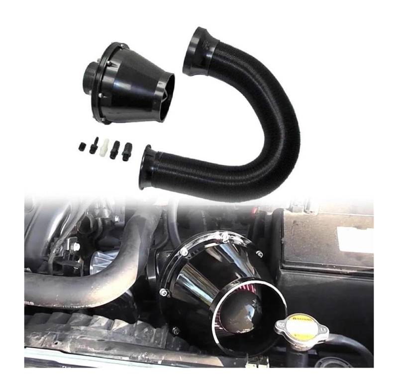 Auto Entlüftungsrohr Universeller 76 Mm Luftfilter Modifizierter Pilzkopf Ansaugbalg SUV Hoher Durchfluss Kaltrohrreiniger Air Box Ansaugschlauch(Schwarz) von FAHBSTR