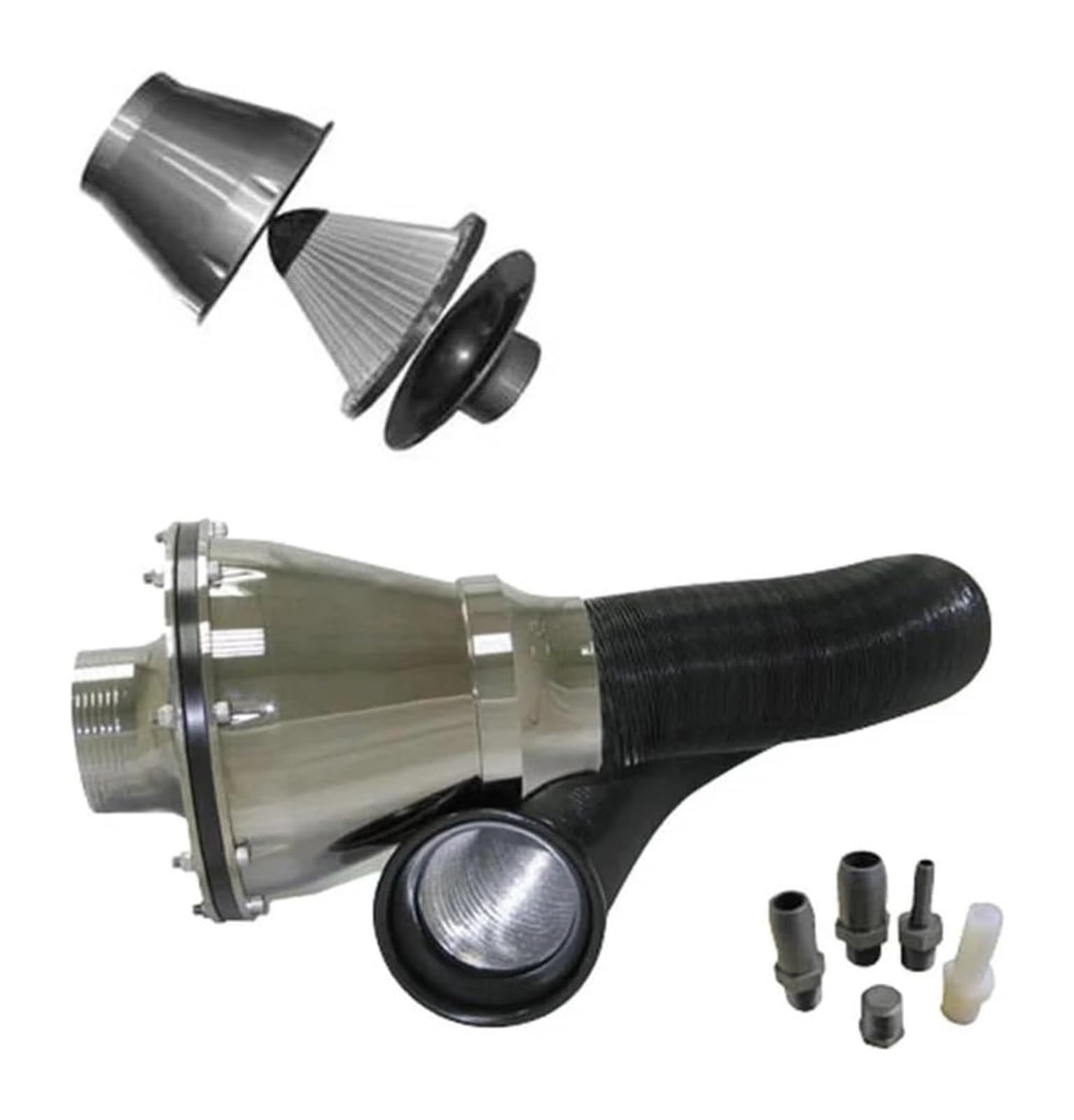 Auto Entlüftungsrohr Universeller 76 Mm Luftfilter Modifizierter Pilzkopf Ansaugbalg SUV Hoher Durchfluss Kaltrohrreiniger Air Box Ansaugschlauch(Silber) von FAHBSTR