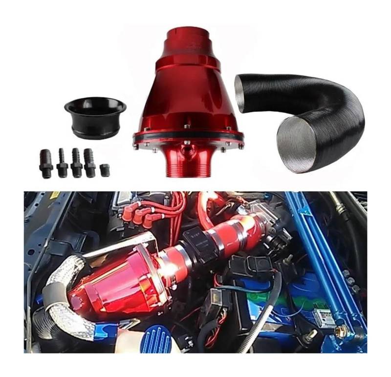 Auto Entlüftungsrohr Universeller 76 Mm Luftfilter Modifizierter Pilzkopf Ansaugbalg SUV Hoher Durchfluss Kaltrohrreiniger Air Box Ansaugschlauch(rot) von FAHBSTR