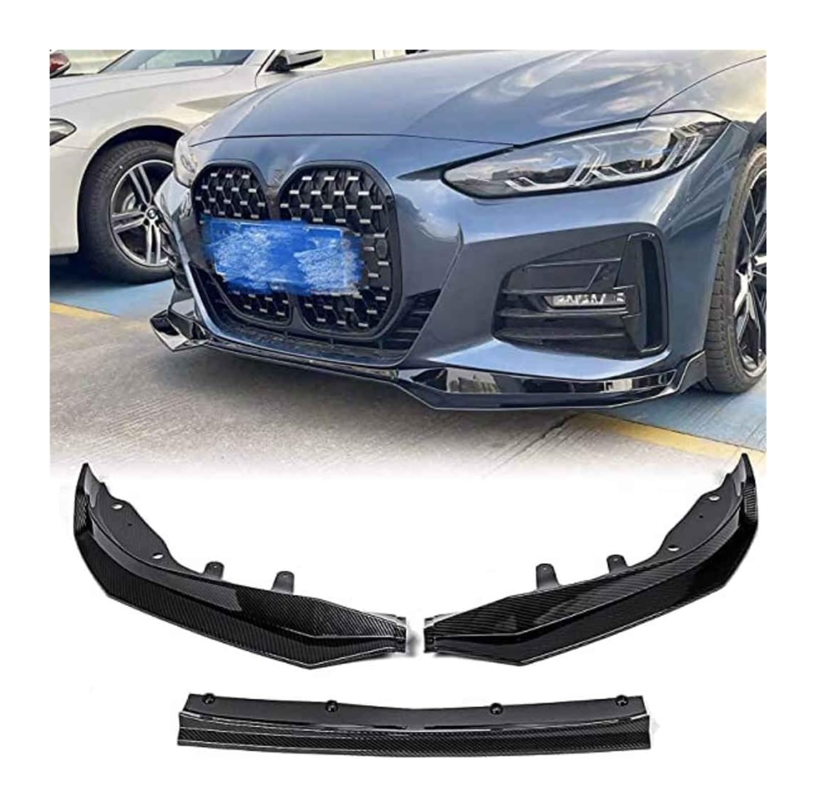 Frontstoßstange Lippe Für B&MW G22 G23 M440i 4 Serie 2020 Frontstoßstange Lippe Kinnspoiler Carbon Look Frontdiffusor Diffusor Normal-C Mattschwarz(ACarbonFiber) von FAHBSTR