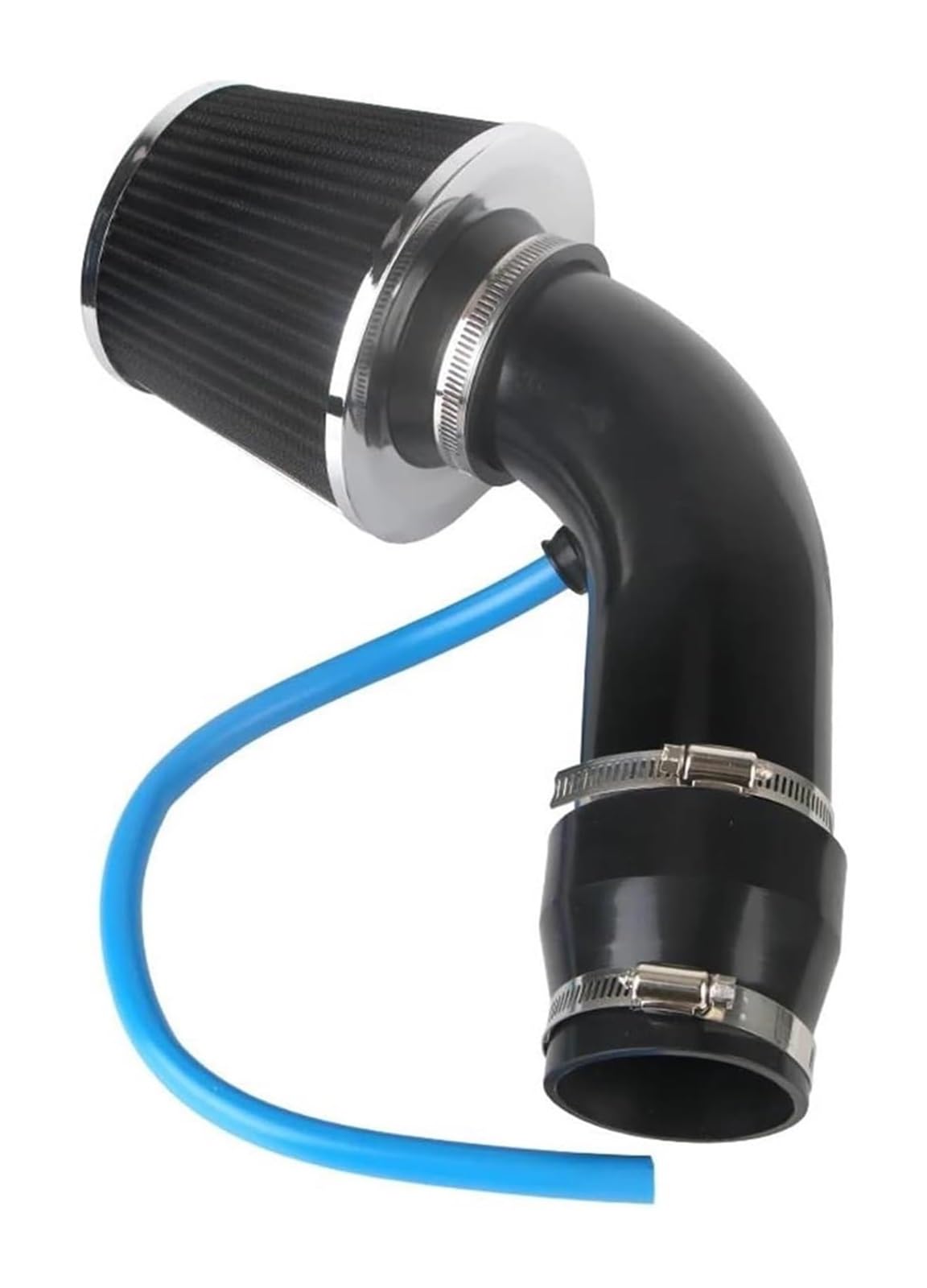 Universal Truck Automotive Zubehör 76mm/3 Zoll Auto Luftfilter Mit Rohr Rohr Air Intake System Turbo Induction Kit Aluminium Air Box Ansaugschlauch(Schwarz) von FAHBSTR