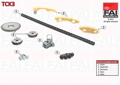 Fai Autoparts Steuerkettensatz [Hersteller-Nr. TCK3] für Alfa Romeo, Fiat, Opel, Vauxhall von FAI AutoParts