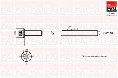 Fai Autoparts Zylinderkopfschraubensatz [Hersteller-Nr. B1018] für Nissan, Opel, Renault von FAI AutoParts