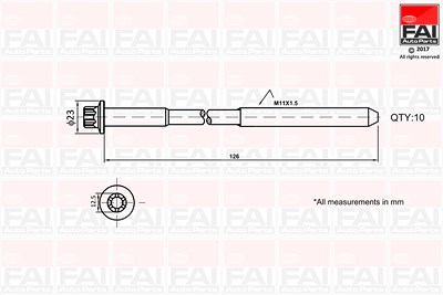 Fai Autoparts Zylinderkopfschraubensatz [Hersteller-Nr. B1139] für Dacia, Mercedes-Benz, Nissan, Renault, Suzuki von FAI AutoParts