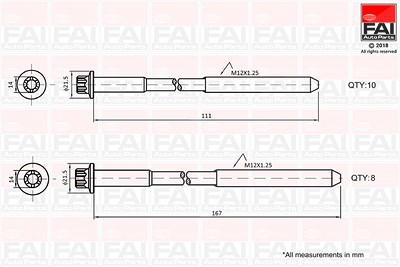 Fai Autoparts Zylinderkopfschraubensatz [Hersteller-Nr. B2124] für Toyota von FAI AutoParts