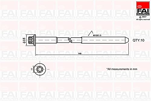 FAI Produkte gibt 's in unserem Zylinder Head Bolt Kit Teilenummer: B1136 von FAI Autoparts