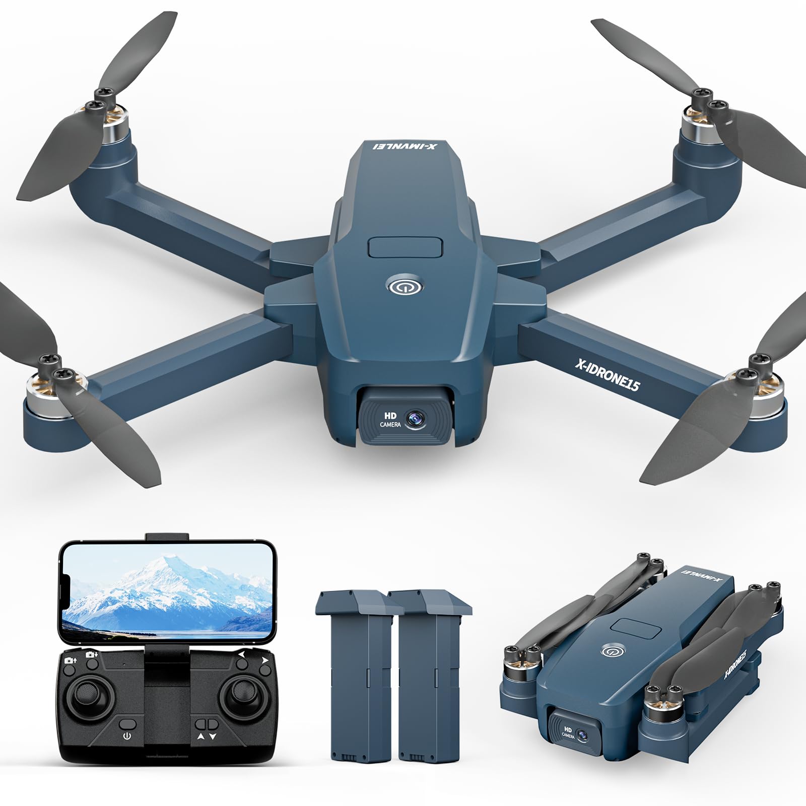 Bürstenlose Motor Drohne 4K Kameras 40km/h Max Windbeständig 4 Level drohnen 5GHz WIFI FPV Drohnen mit 2 Kameras Drohen Faltbar Quadcopter Höhenhaltung 2 Akkus für Anfänger von FAKJANK