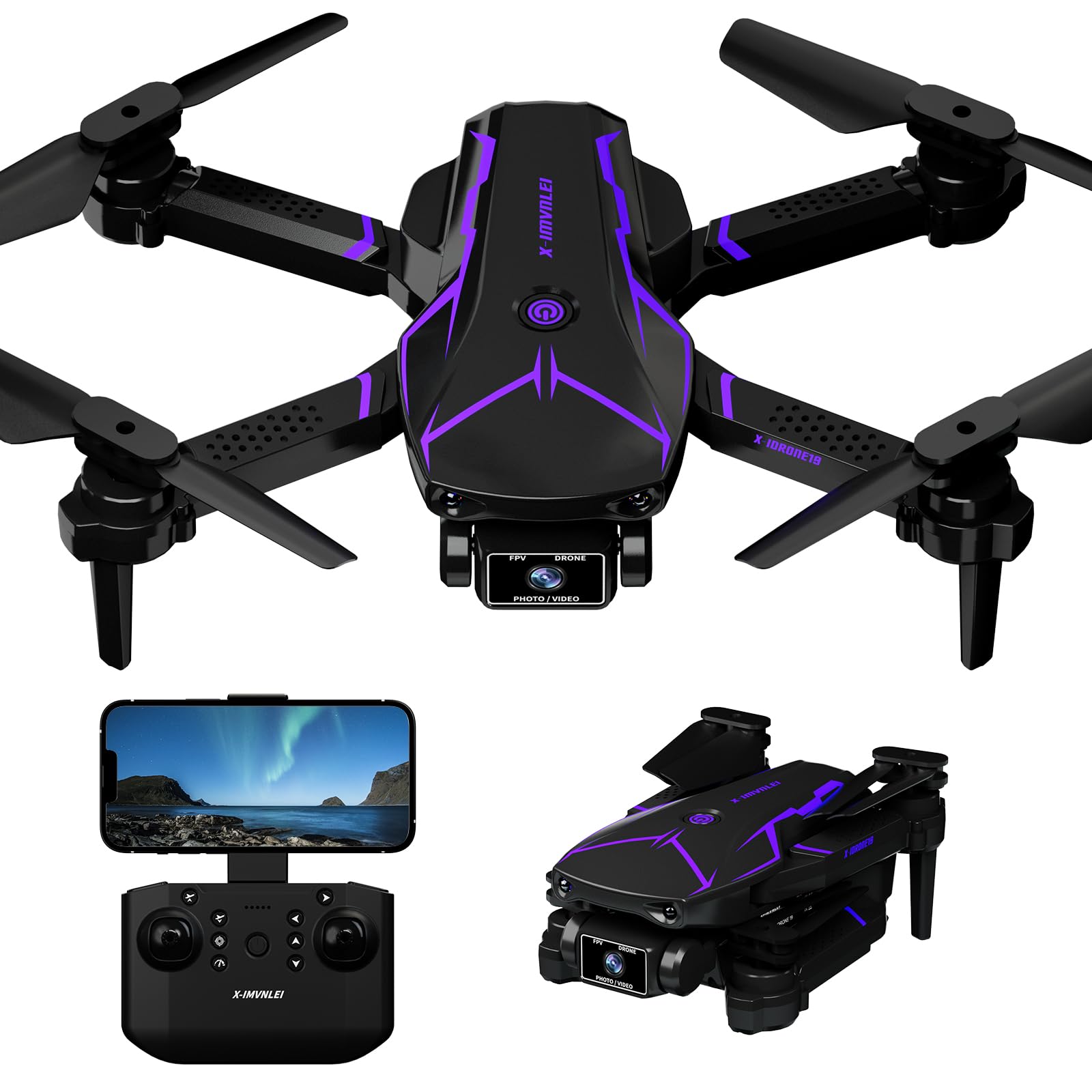 Drohne mit Kamera 720P für erwachsene, RC Quadcopter mit FPV Live Übertragung, Faltbar Mini Drohne, Kopflosem Modus, Höhenhaltung, Flugbahnflug, Gestensteuerung, 3D Flip für anfänger, 2 Akkus von FAKJANK