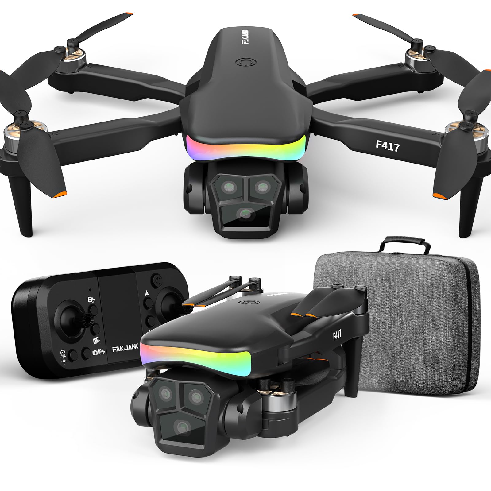 F417 Drohne mit Kamera für Kinder & Anfänger,LED Leiste1080P HD Dual-Kamera 90° Einstellbar,Optische Flussortung,Modulare Batterie,APP-Fernbedienung,Ein-Start/Landung,für Jungen & Mädchen,Handtasche F417 Drohne mit Kamera für Kinder & Anfänger,LED Leiste1080P HD Dual-Kamera 90° Einstellbar,Optische Flussortung,Modulare Batterie,APP-Fernbedienung,Ein-Start/Landung,für Jungen & Mädchen,Handtasche von FAKJANK